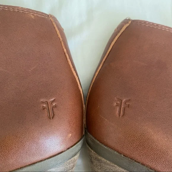 FRYE Ankle Boots Cognac Leather Judith Double Zipper Zip Leather Brown 9.5 M - Picture 10 of 10